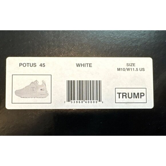 Donald Trump POTUS‎ 45 Sneakers Mens Size 10 White Gold MAGA Shoes Authentic NEW main image 5